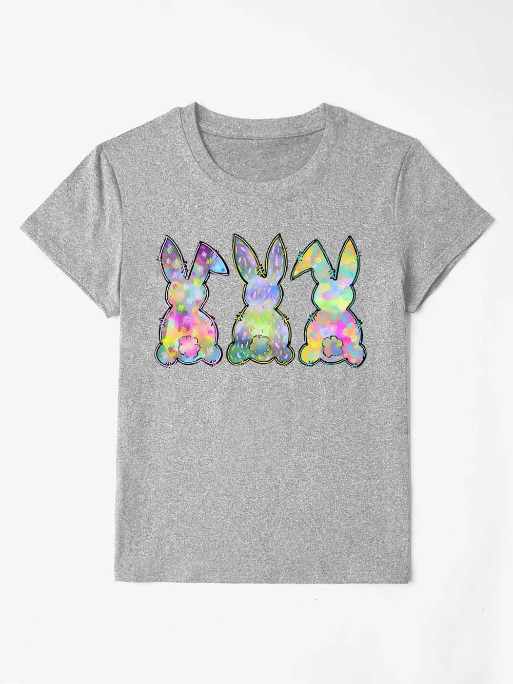 Rabbit Round Neck Short Sleeve T-Shirt