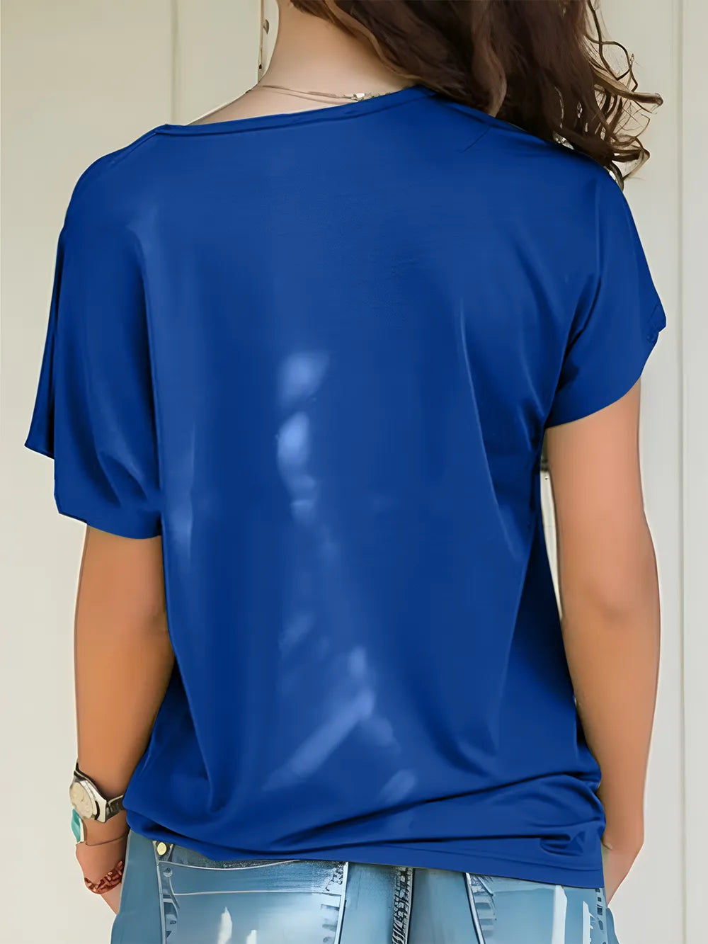 Asymmetrical Neck Short Sleeve T-Shirt