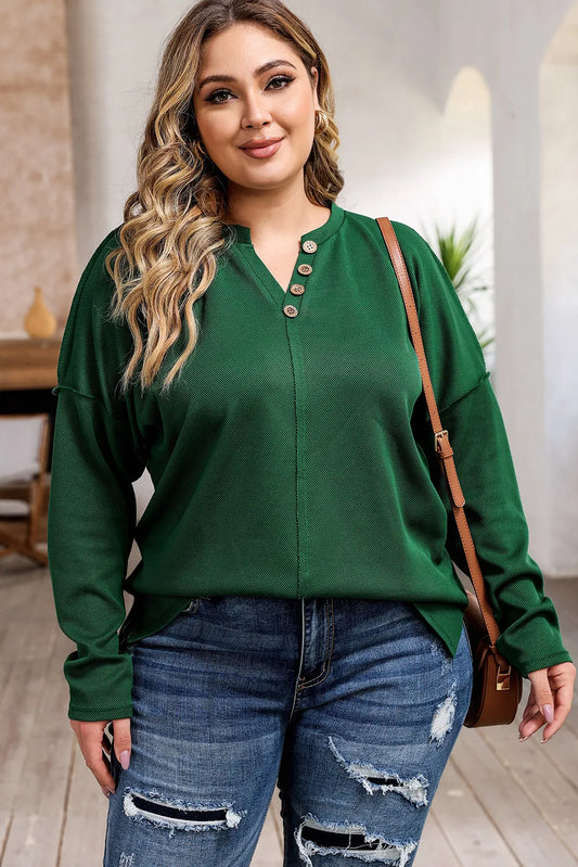 Plus Size Exposed Seam Slit Sweatshirt