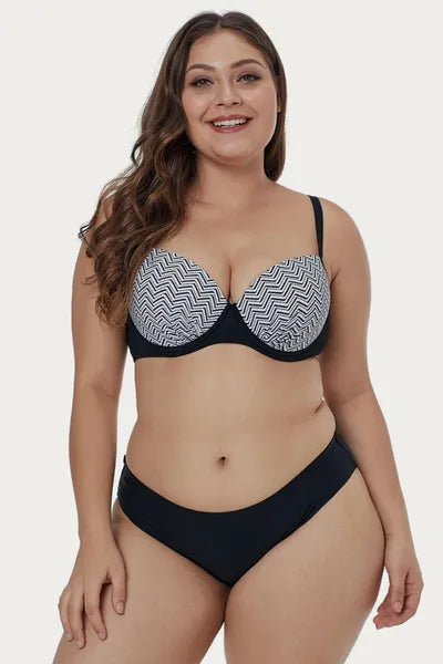 Waves Print Plus Size Bikini Set