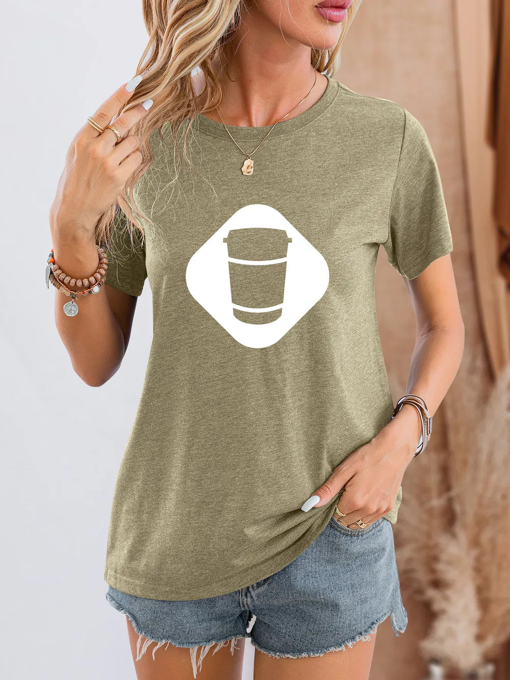 Graphic Round Neck Short Sleeve T-Shirt