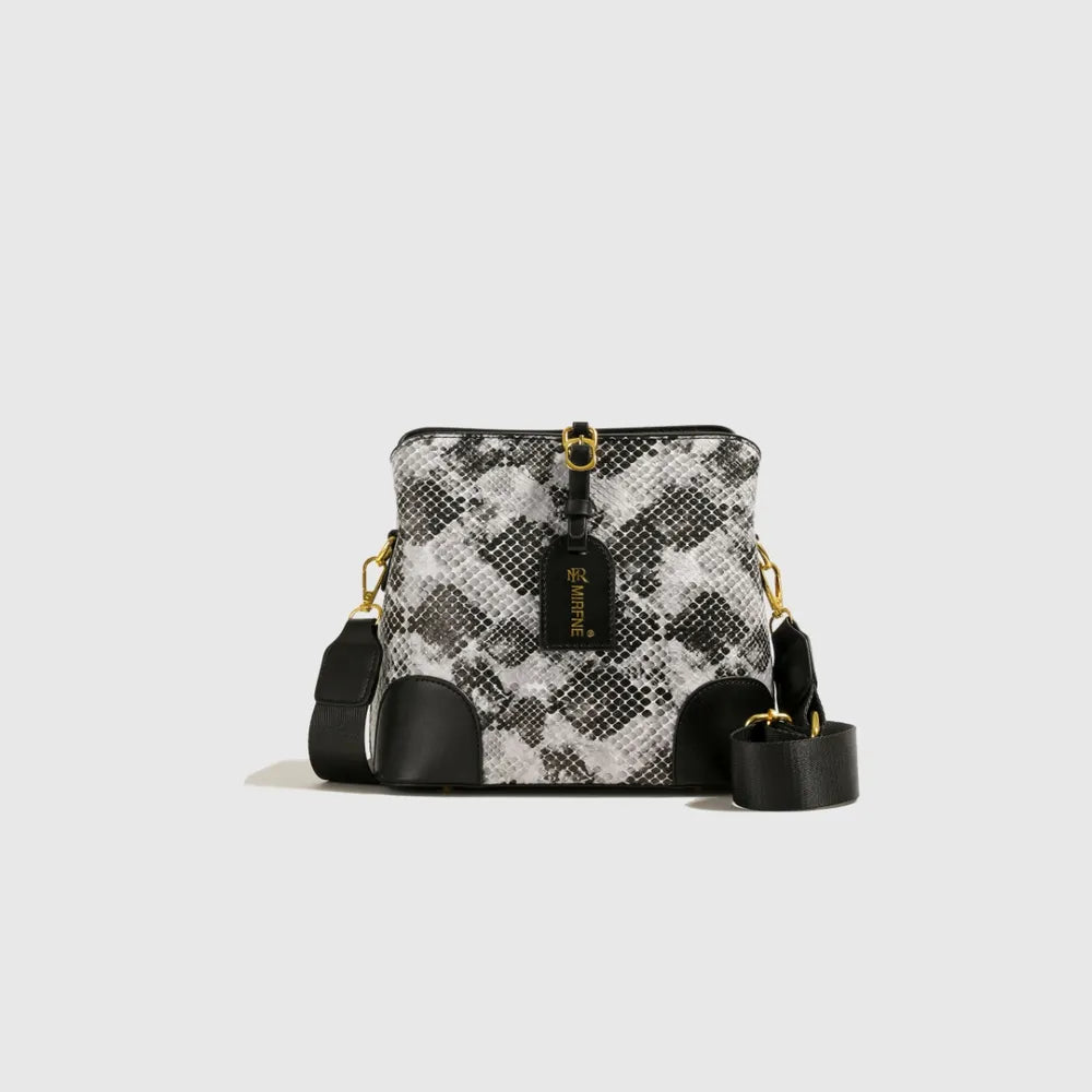 PU Leather Snakeskin Print Crossbody Bag