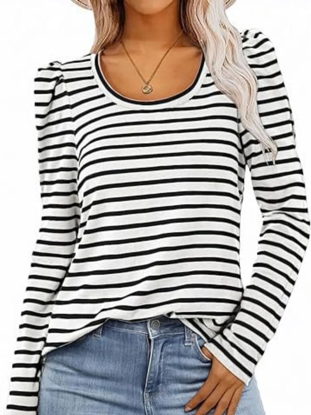 Striped Round Neck Long Sleeve T-Shirt