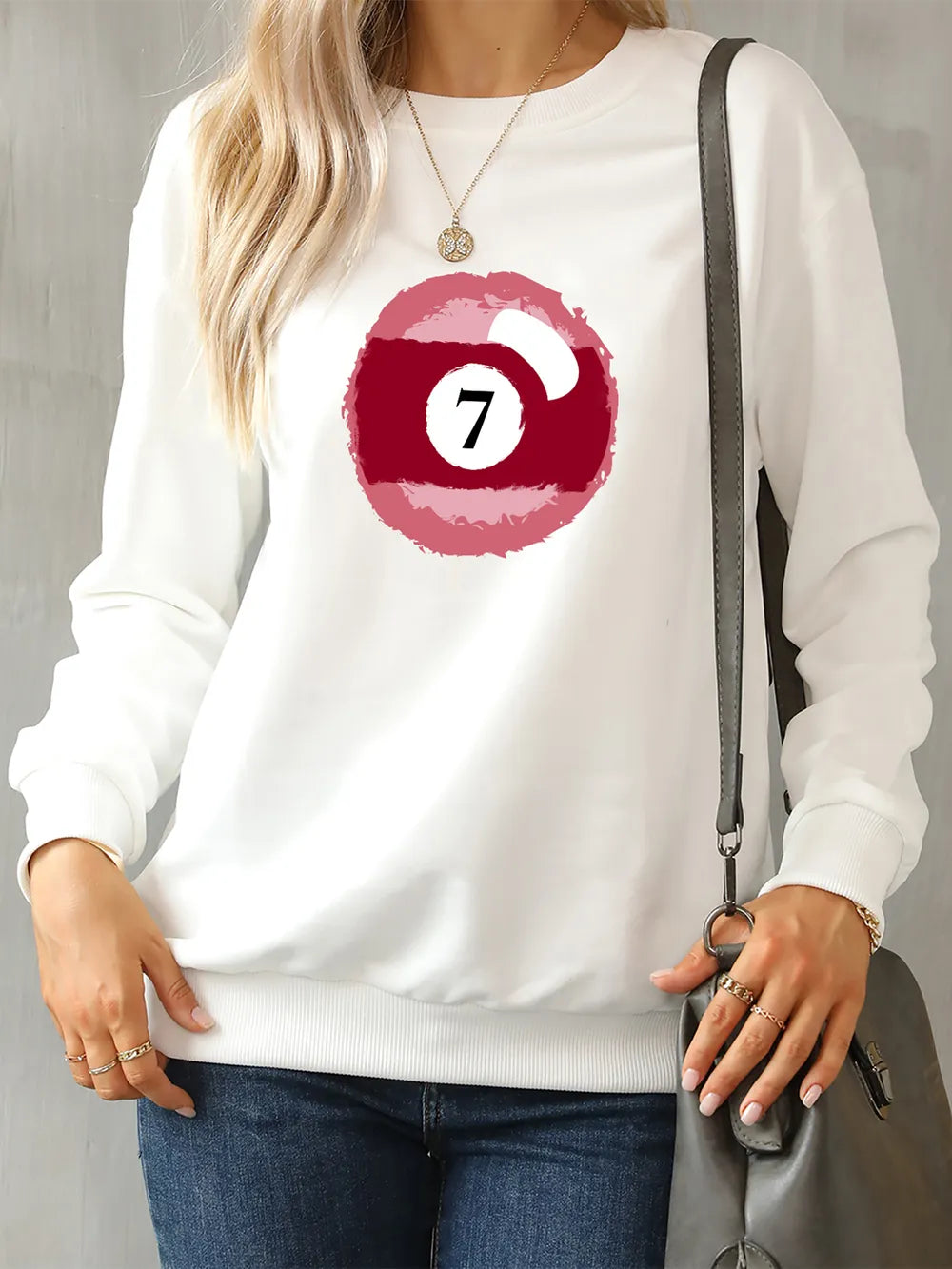 Billiard Graphic Round Neck Sweatshirt