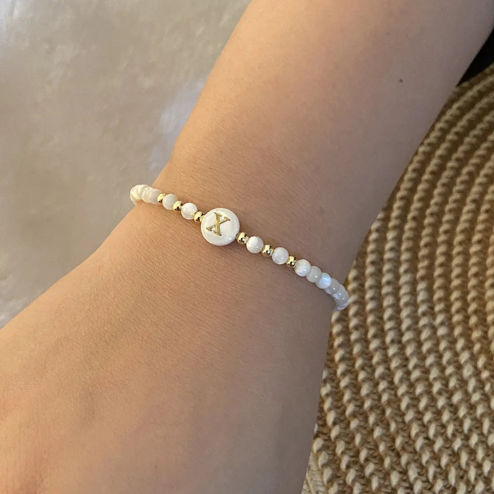 Stainless Steel Shell Letter Bead Bracelet