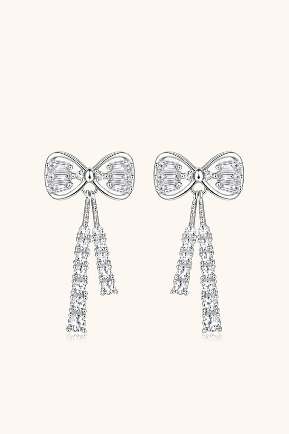 1.12 Carat Moissanite 925 Sterling Silver Bow Earrings