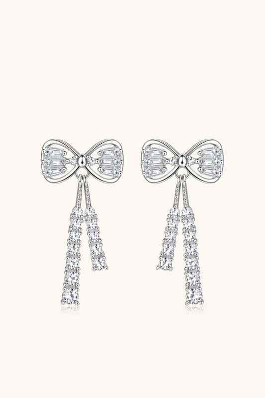 1.12 Carat Moissanite 925 Sterling Silver Bow Earrings