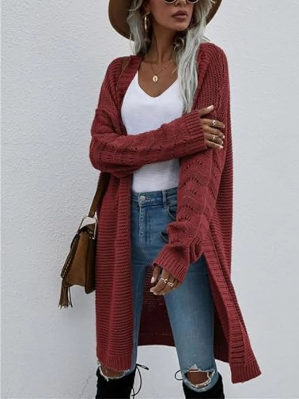 Open Front Long Sleeve Cardigan