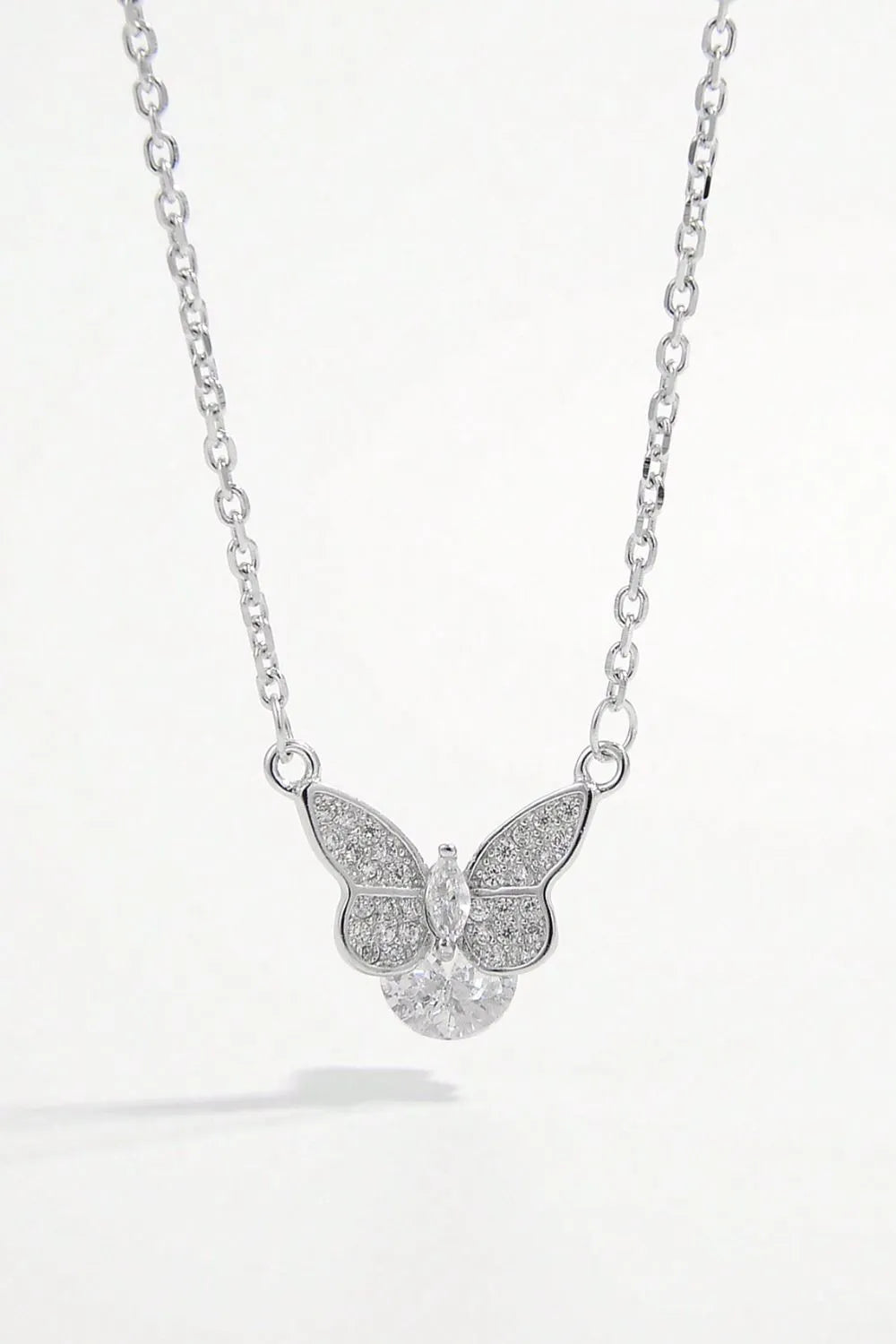 925 Sterling Silver Zircon Butterfly Necklace