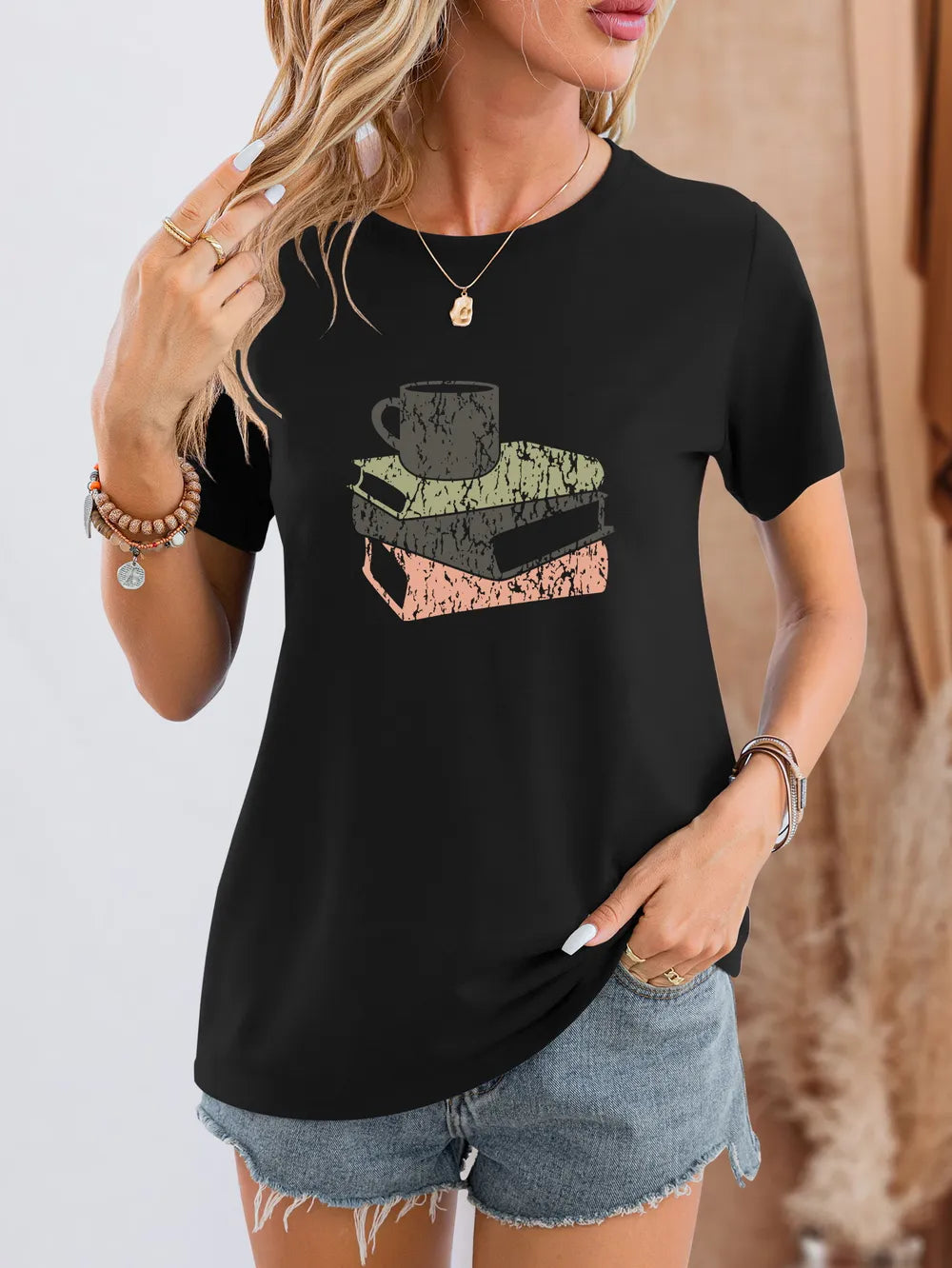 Graphic Round Neck Short Sleeve T-Shirt