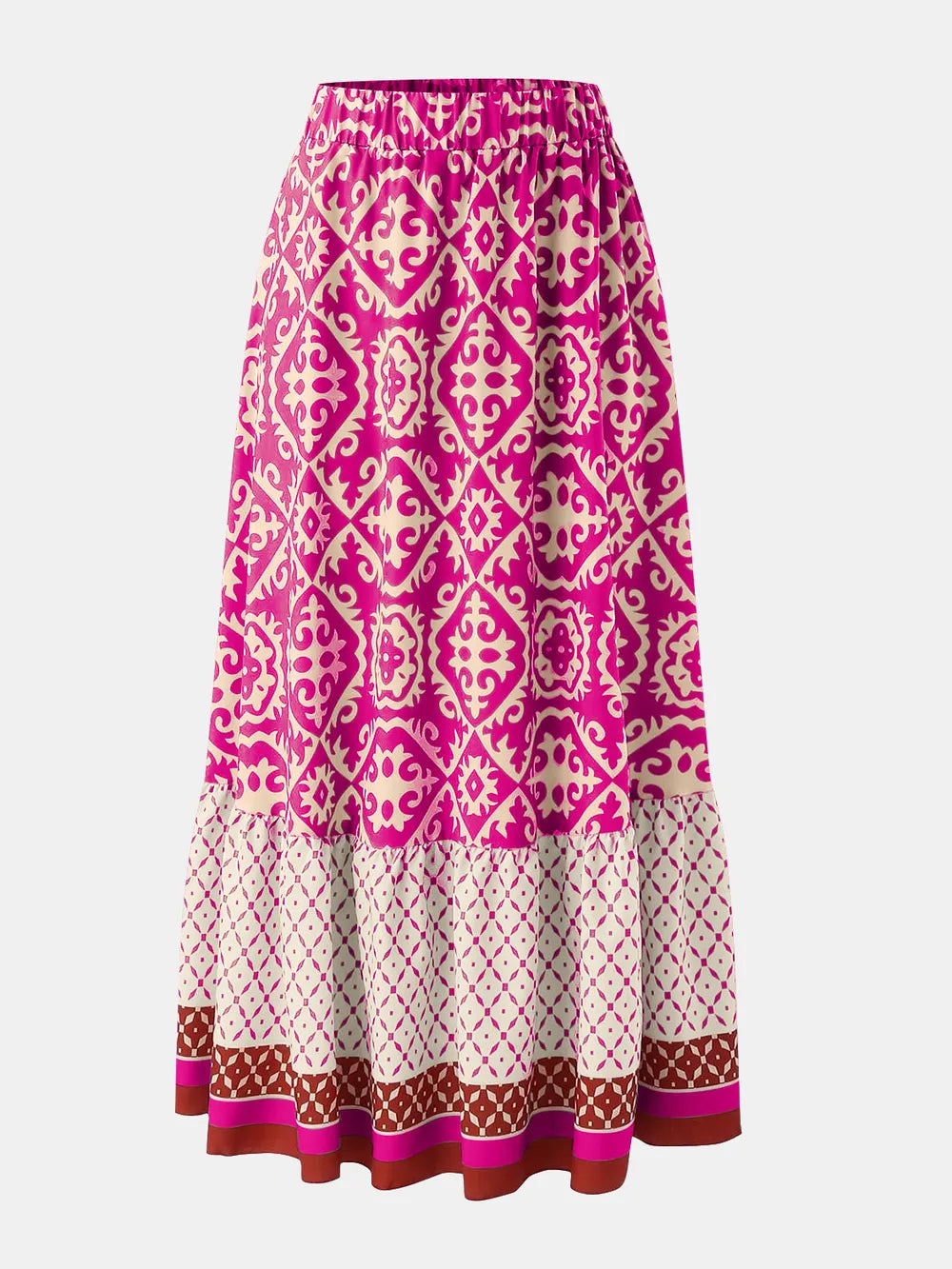 Geometric Elastic Waist Maxi Skirt