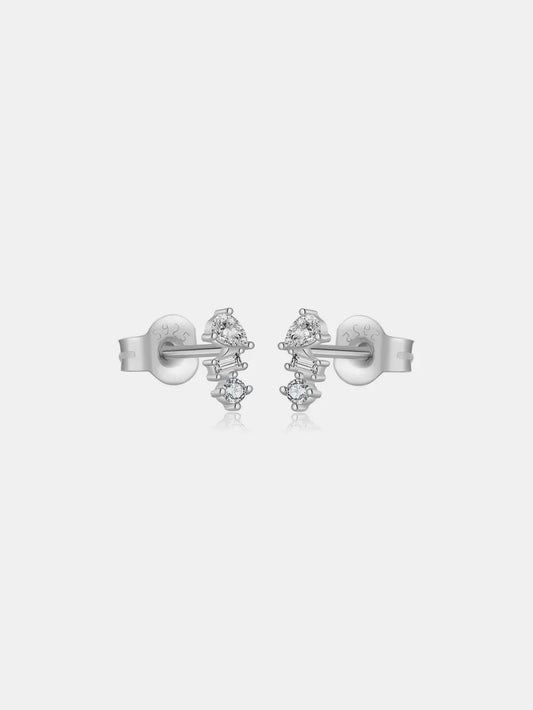 925 Sterling Silver Inlaid Zircon Stud Earrings