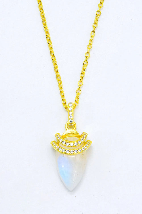 18K Gold-Plated Moonstone Pendant Necklace