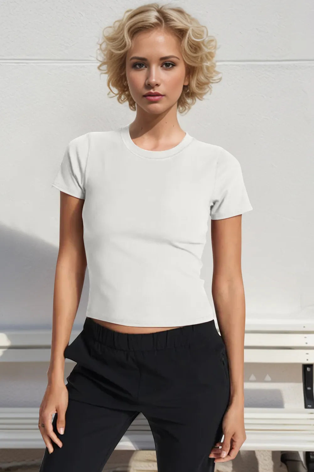 Basic Full Size Lyocell Short Sleeve Cropped T-Shirt with Bra Pads