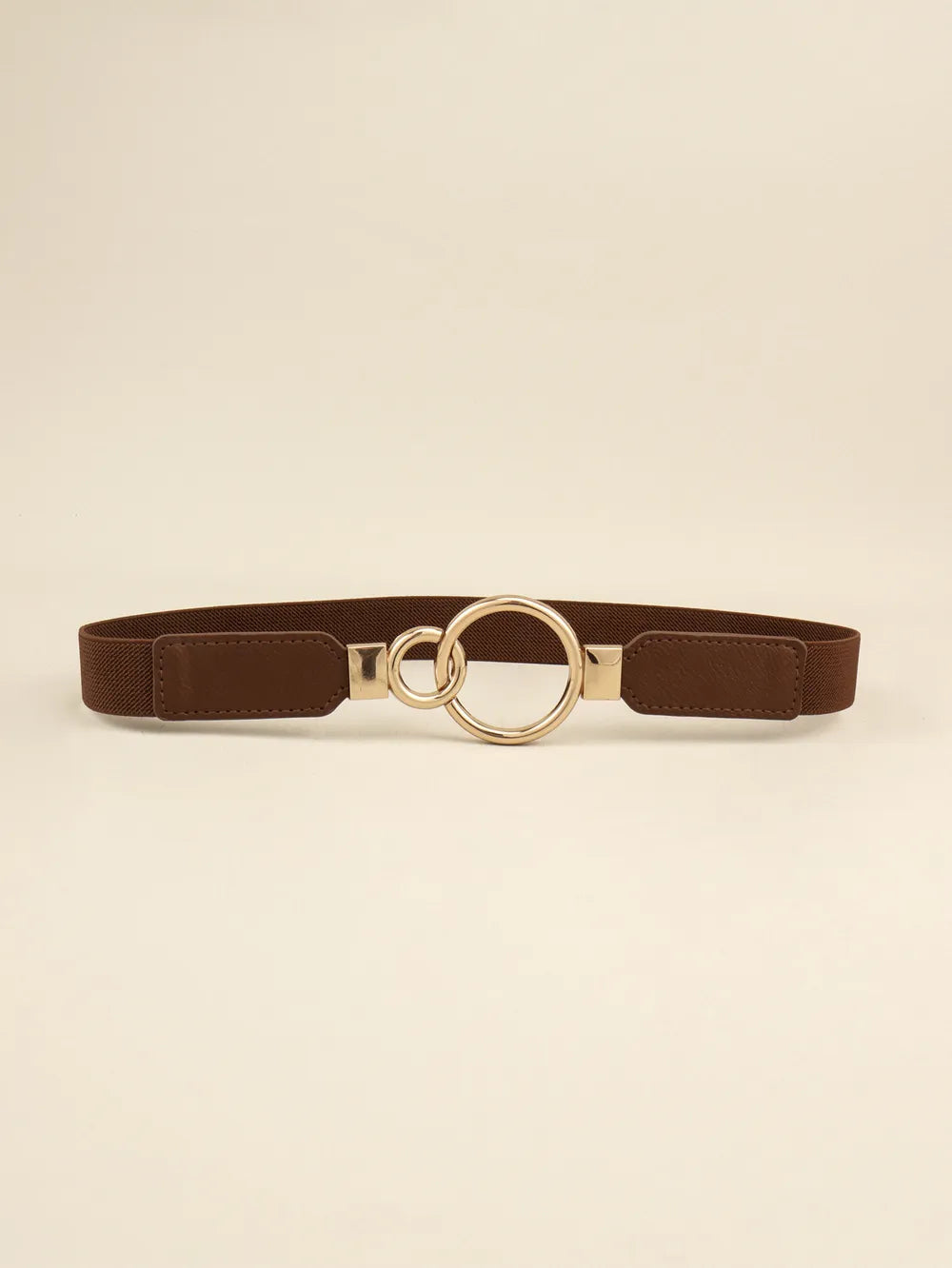 Double Ring Buckle Elastic PU Belt