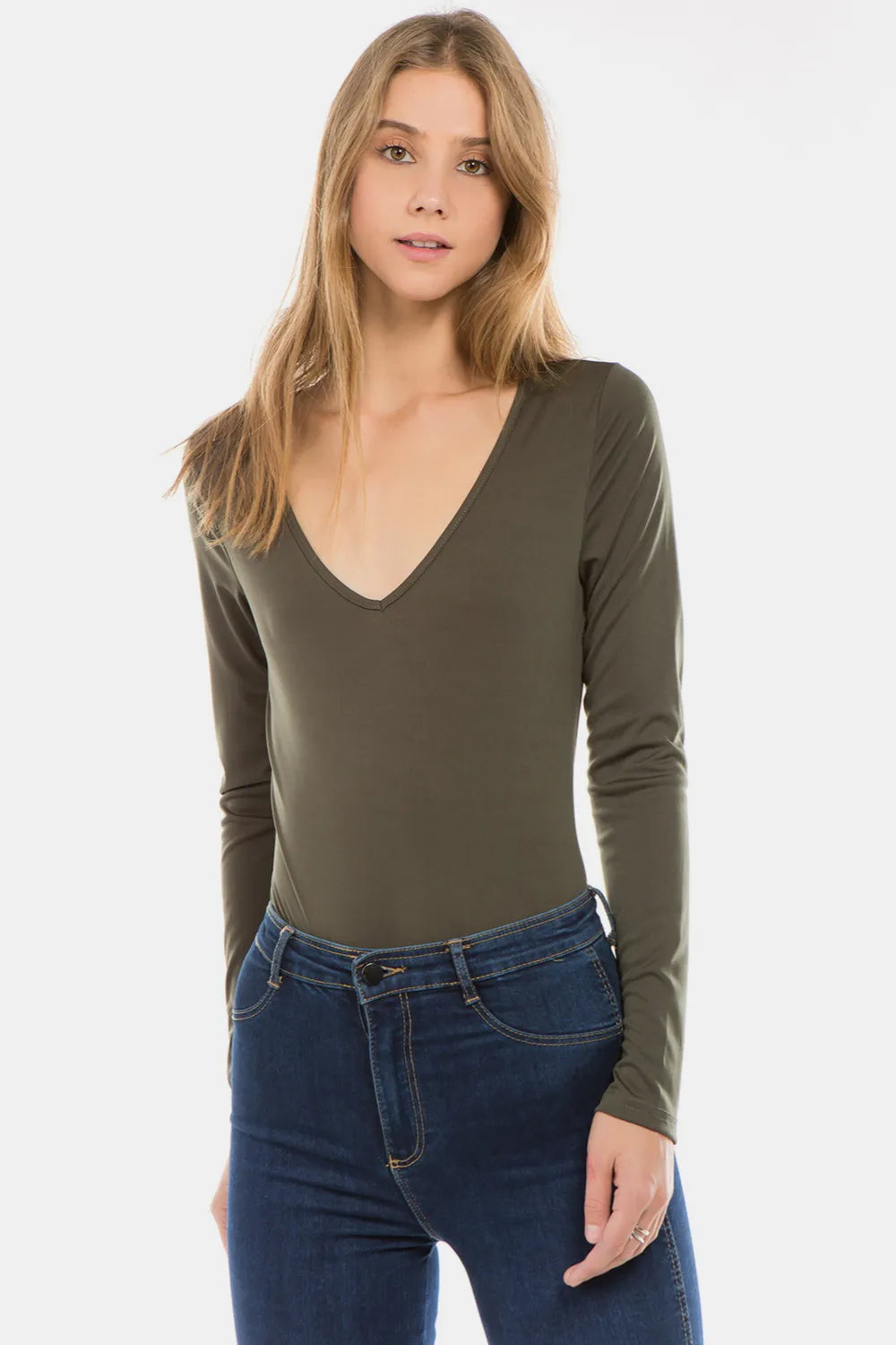 V-Neck Long Sleeve Bodysuit