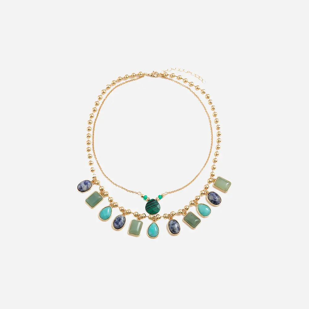 Geometric Alloy Double-Layered Necklace