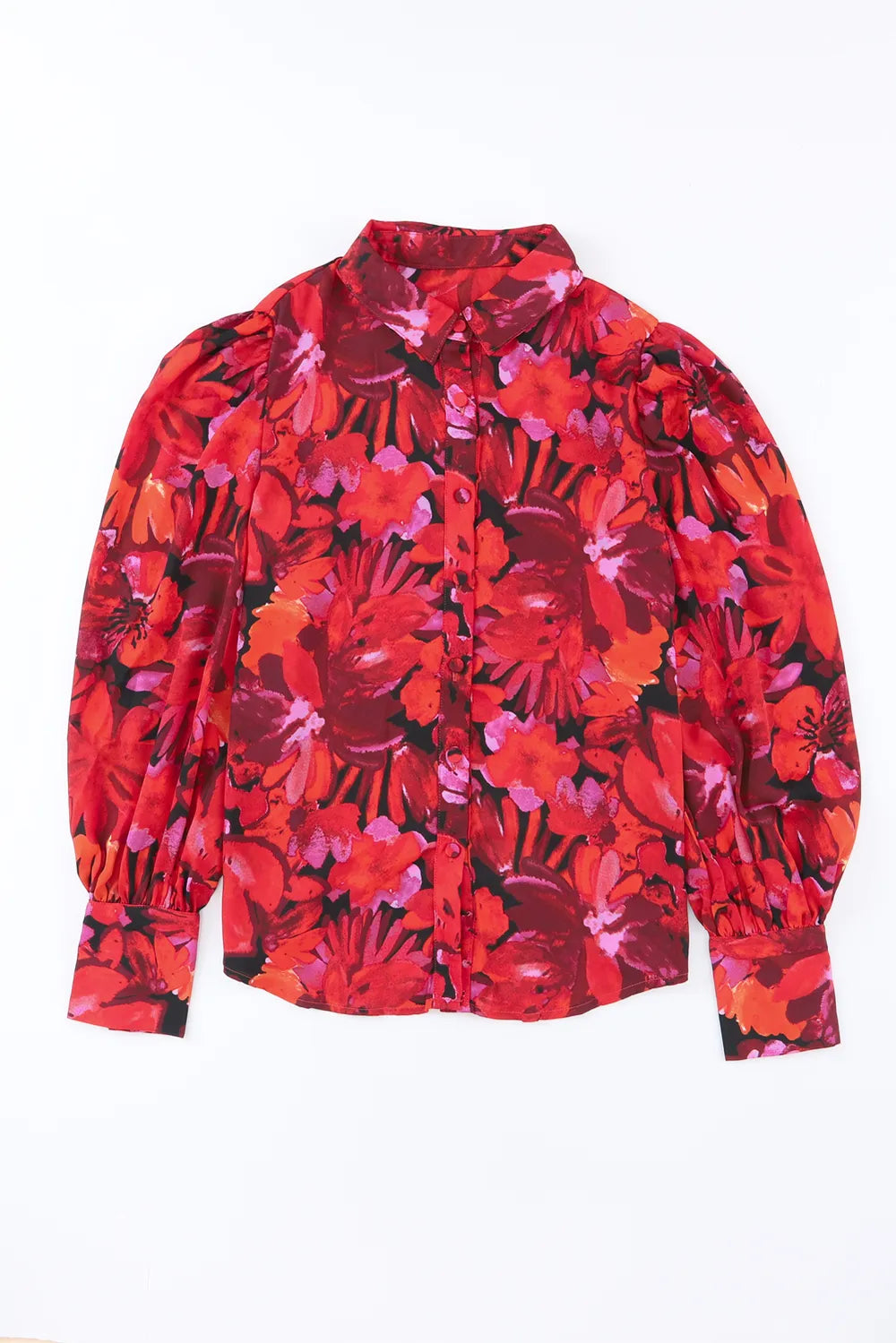 Printed Bishop Sleeve Collared Shirt