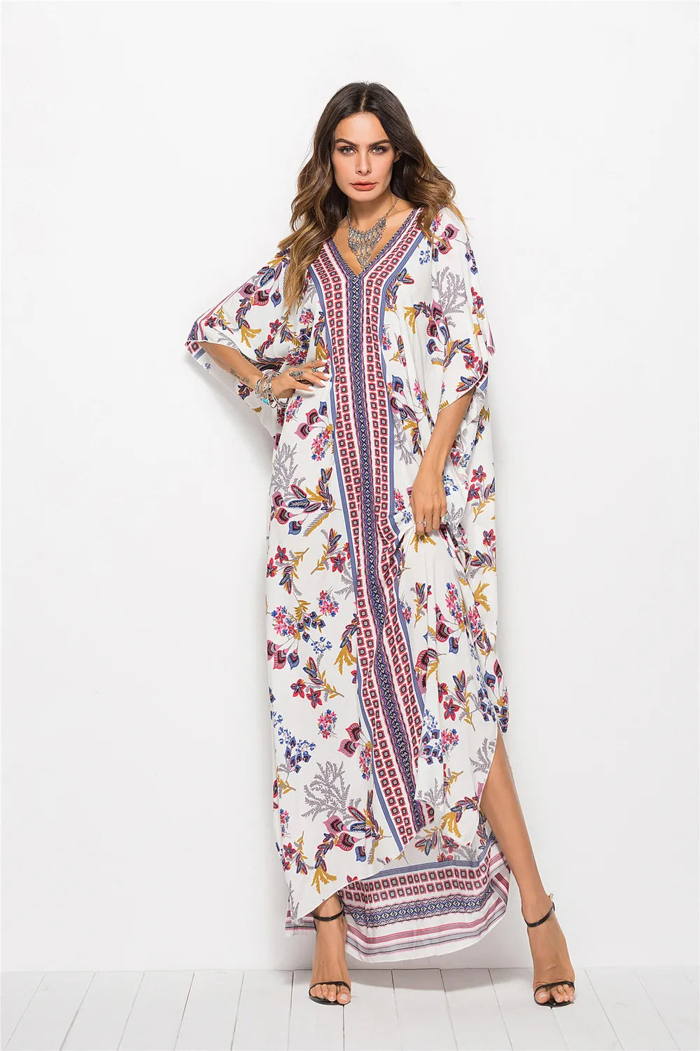 Floral V-Neck Dolman Sleeve Dress