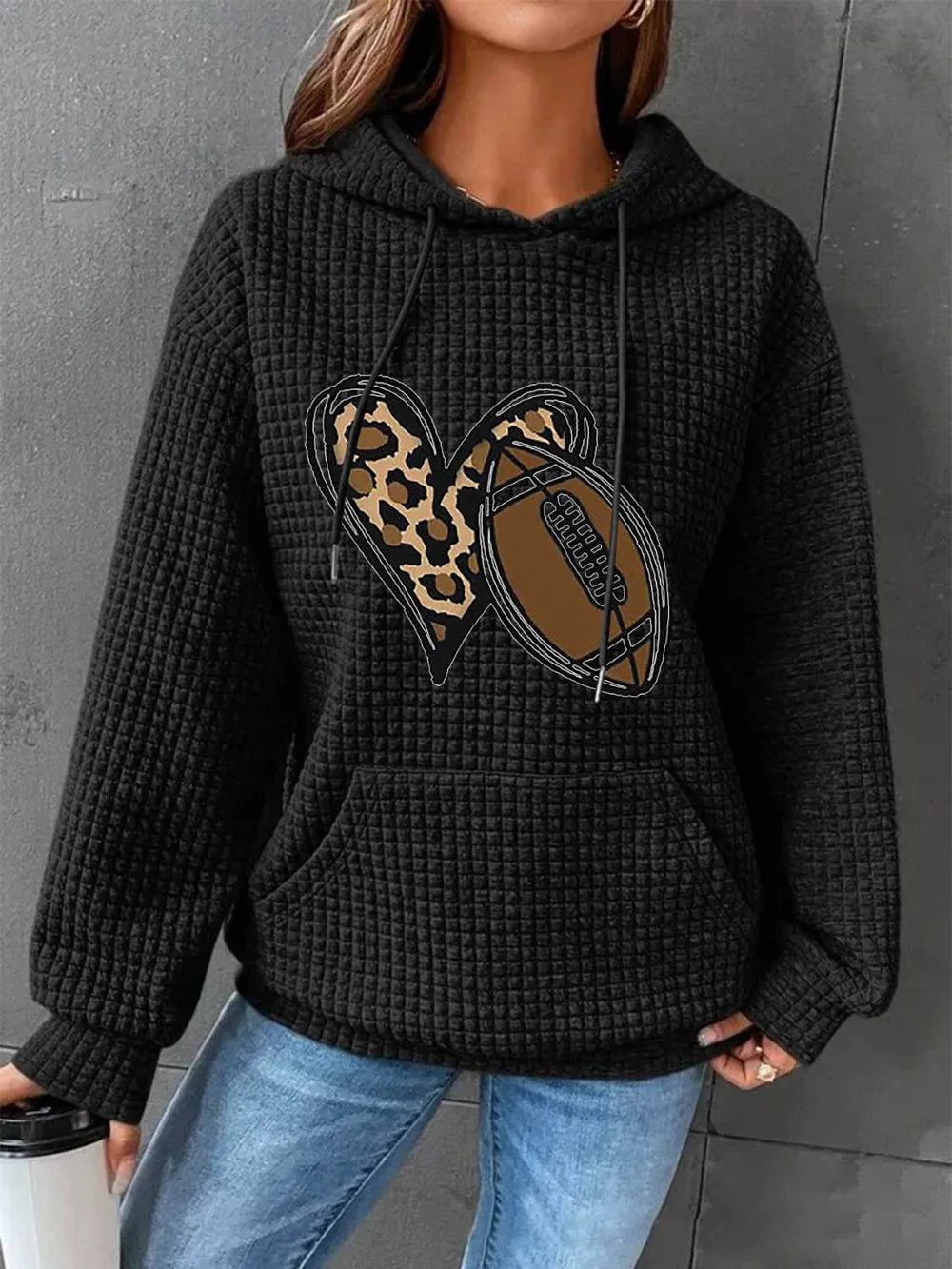 Heart & Football Graphic Hoodie