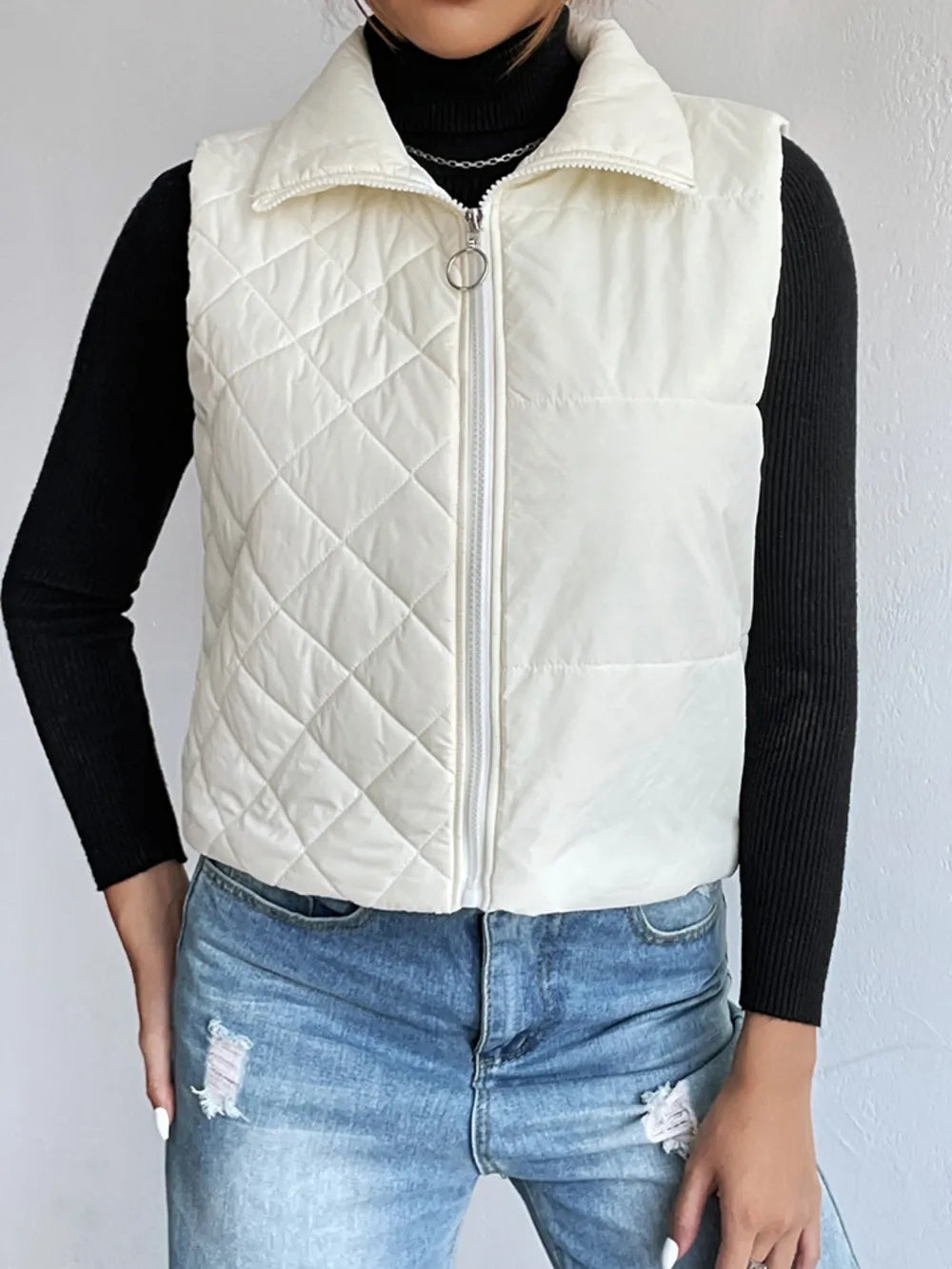 Zip-Up Collared Vest