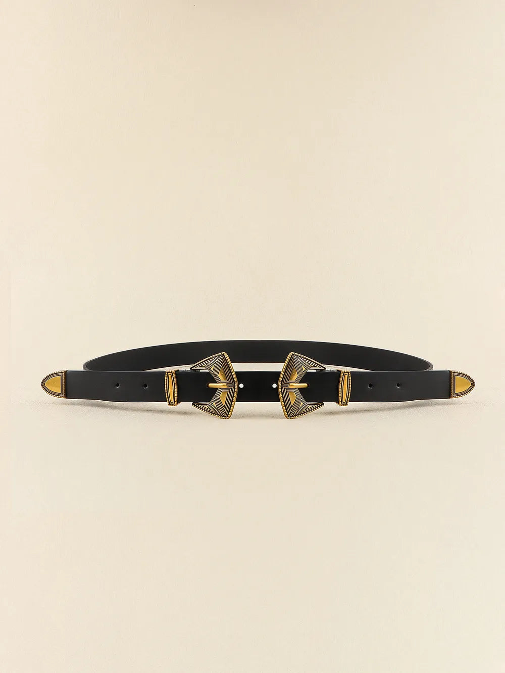 Double Buckle PU Leather Belt