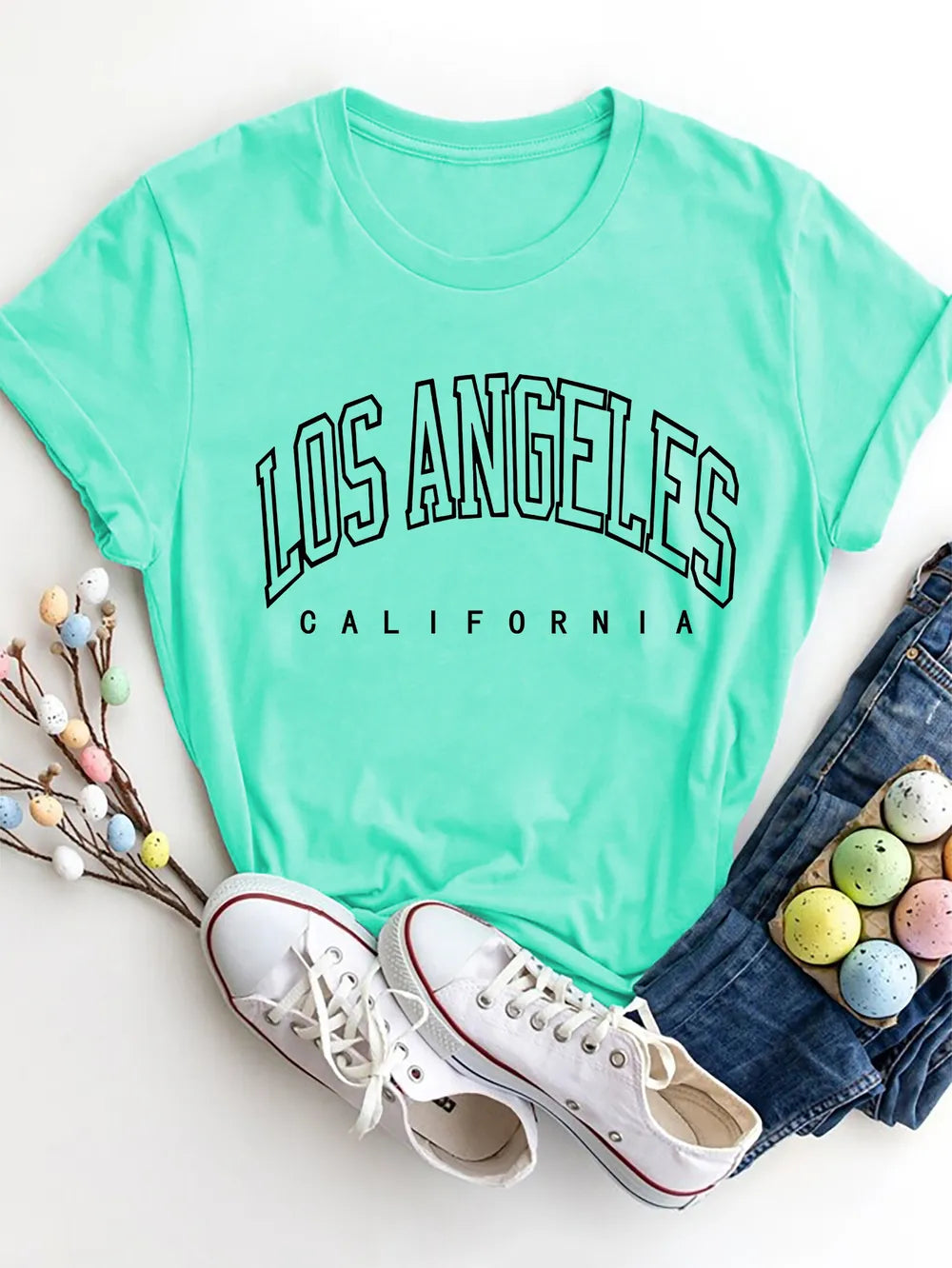 LOS ANGELES CALIFORNIA Round Neck T-Shirt