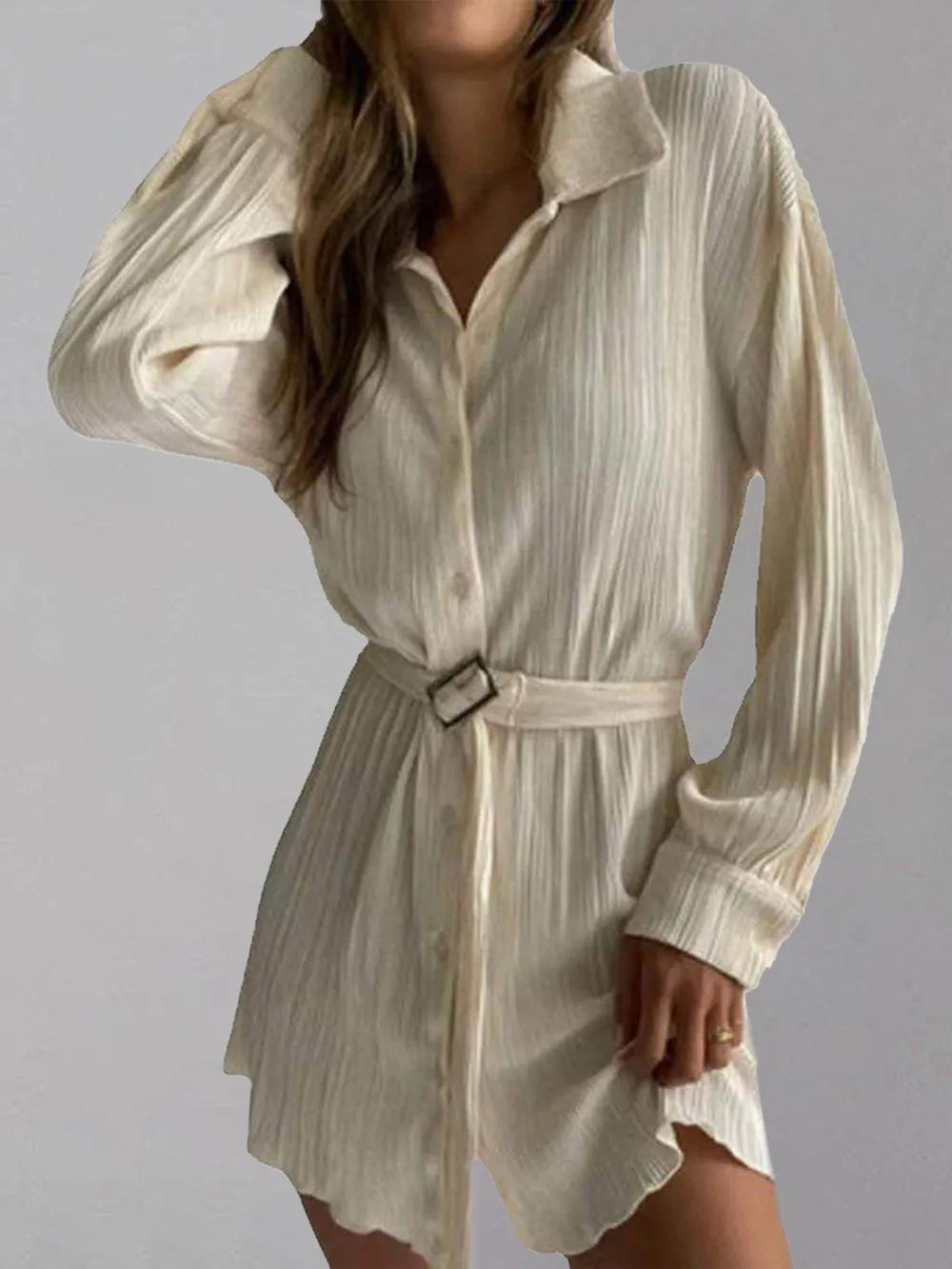 Button Up Dropped Shoulder Shirt Dress