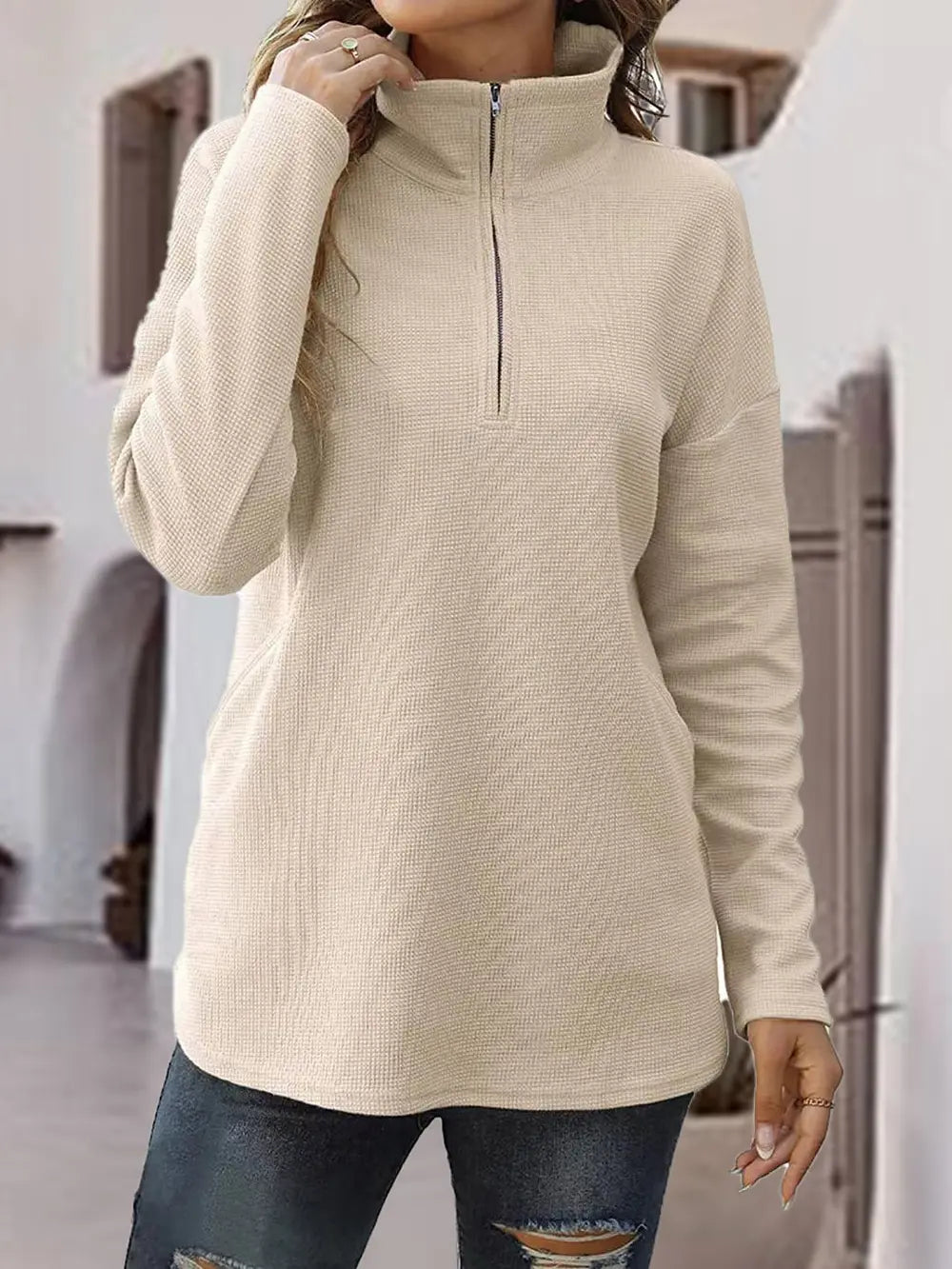 Half-Zip Drop Shoulder Sweatshirt